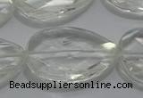 CCC812 22*30mm faceted flat teardrop natural white crystal beads