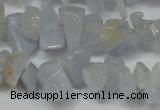 CCH218 34 inches 5*8mm blue chalcedony chips gemstone beads wholesale