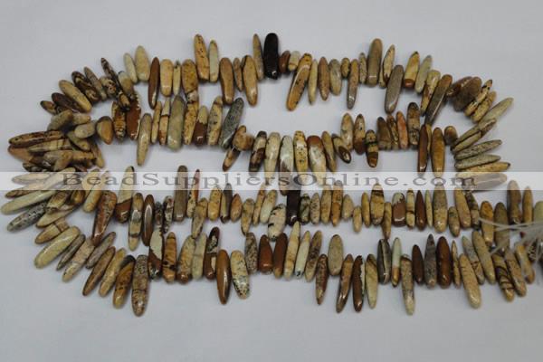 CCH345 15.5 inches 5*20mm picture jasper chips beads wholesale