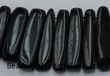 CCH409 15.5 inches 6*25mm - 7*35mm black agate chips beads