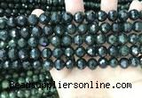 CCJ343 15.5 inches 6mm faceted round dark green jade beads