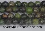 CCJ420 15.5 inches 4mm faceted round dendritic green jade beads