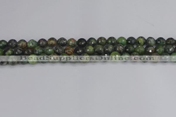 CCJ422 15.5 inches 8mm faceted round dendritic green jade beads