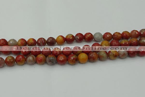 CCJ463 15.5 inches 10mm faceted round colorful jasper beads