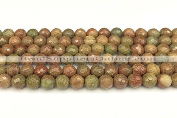 CCJ481 15 inches 6mm faceted round rainbow jasper beads