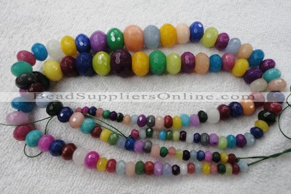 CCN1019 4*6mm - 13*18mm faceted rondelle multi colored candy jade beads