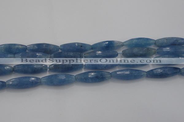 CCN1720 15.5 inches 10*30mm faceted rice candy jade beads