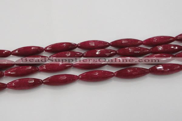 CCN1722 15.5 inches 10*30mm faceted rice candy jade beads