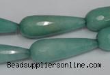 CCN199 15.5 inches 10*30mm faceted teardrop candy jade beads