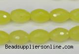 CCN2010 15 inches 10*14mm faceted rice candy jade beads wholesale