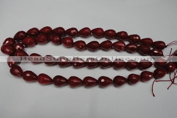 CCN2141 15.5 inches 12*16mm faceted teardrop candy jade beads