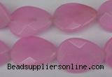 CCN2190 15.5 inches 15*20mm faceted flat teardrop candy jade beads