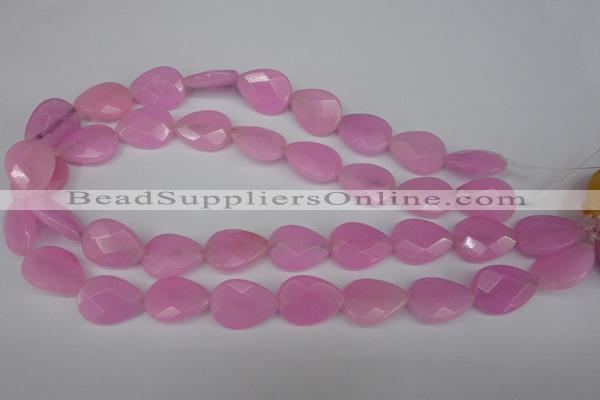 CCN2190 15.5 inches 15*20mm faceted flat teardrop candy jade beads