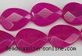 CCN2191 15.5 inches 15*20mm faceted flat teardrop candy jade beads