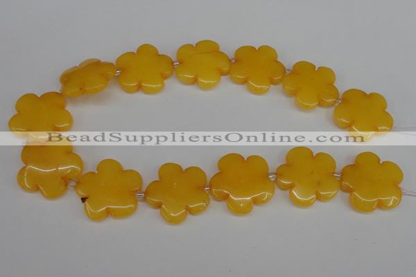 CCN2350 15.5 inches 30mm carved flower candy jade beads wholesale