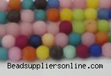 CCN2551 15.5 inches 4mm round mixed color matte candy jade beads