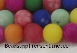 CCN2556 15.5 inches 14mm round mixed color matte candy jade beads