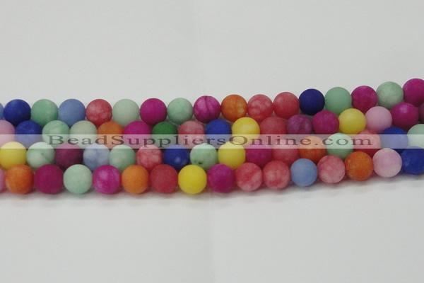 CCN2556 15.5 inches 14mm round mixed color matte candy jade beads