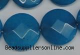 CCN265 15.5 inches 25mm faceted coin candy jade beads wholesale