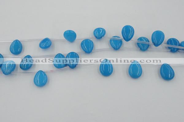 CCN2682 Top-drilled 13*18mm flat teardrop candy jade beads