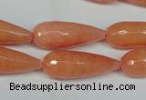 CCN2883 15.5 inches 10*30mm faceted teardrop candy jade beads