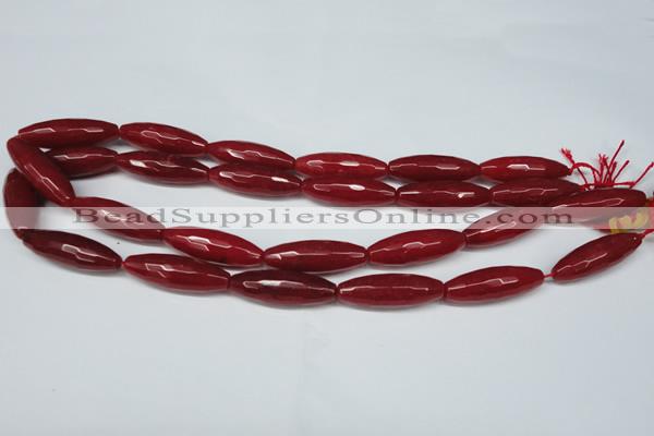 CCN2912 15.5 inches 10*30mm faceted rice candy jade beads