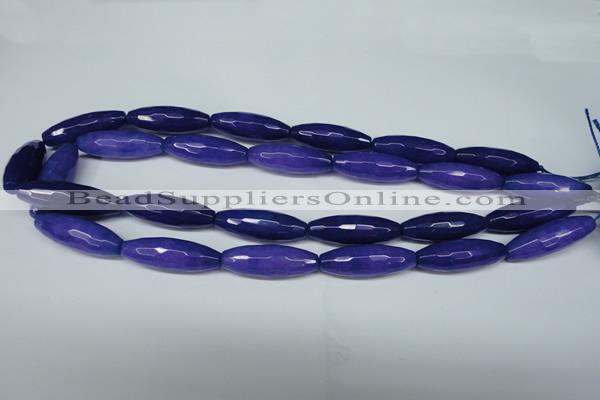 CCN2914 15.5 inches 10*30mm faceted rice candy jade beads