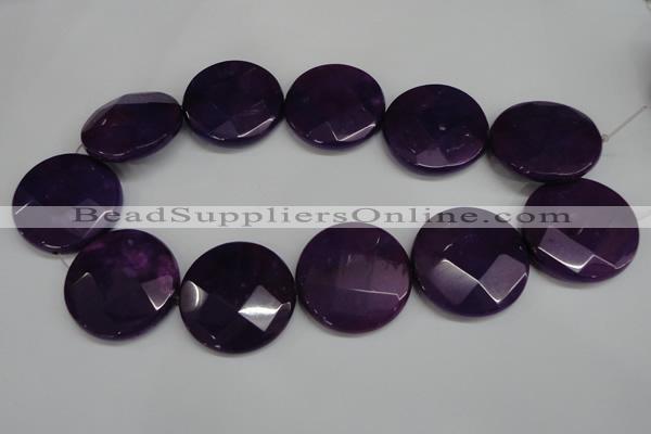 CCN307 15.5 inches 35mm faceted coin candy jade beads wholesale