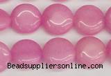 CCN3818 15.5 inches 14mm flat round candy jade beads wholesale