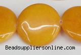 CCN3840 15.5 inches 30mm flat round candy jade beads wholesale