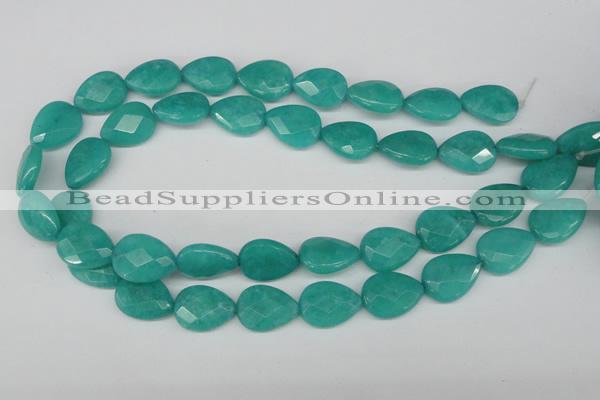 CCN385 15.5 inches 15*20mm faceted flat teardrop candy jade beads