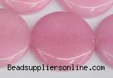 CCN3851 15.5 inches 35mm flat round candy jade beads wholesale