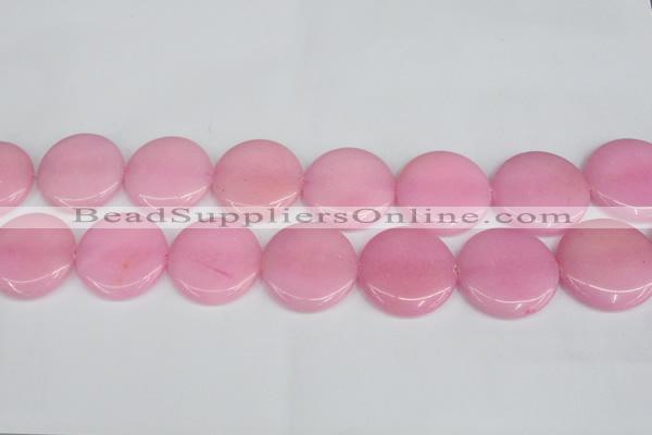 CCN3851 15.5 inches 35mm flat round candy jade beads wholesale