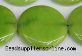 CCN3856 15.5 inches 35mm flat round candy jade beads wholesale