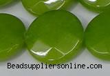 CCN4190 15.5 inches 20mm faceted coin candy jade beads wholesale