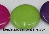 CCN510 15.5 inches 30mm flat round candy jade beads wholesale