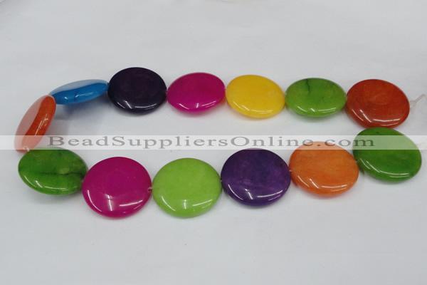 CCN510 15.5 inches 30mm flat round candy jade beads wholesale