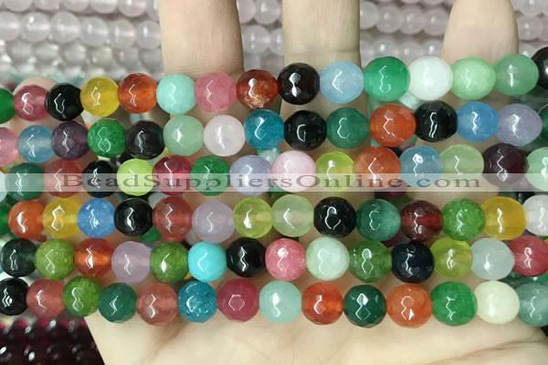 CCN5742 15 inches 8mm faceted round candy jade beads