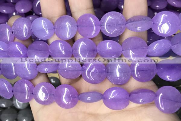 CCN5875 15 inches 15mm flat round candy jade beads Wholesale