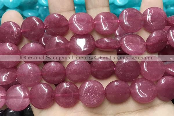 CCN5884 15 inches 15mm flat round candy jade beads Wholesale