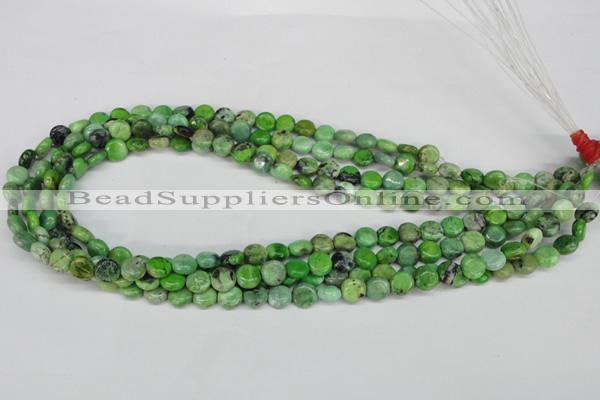 CCO130 15.5 inches 8mm flat round dyed natural chrysotine beads