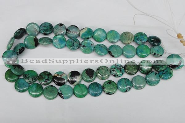 CCO152 15.5 inches 16mm flat round dyed natural chrysotine beads