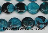 CCO176 15.5 inches 14mm flat round dyed natural chrysotine beads