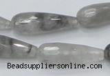 CCQ109 15.5 inches 10*30mm faceted teardrop cloudy quartz beads