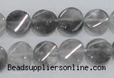 CCQ127 15.5 inches 12mm twisted coin cloudy quartz beads wholesale