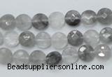 CCQ133 15.5 inches 8mm faceted coin cloudy quartz beads wholesale