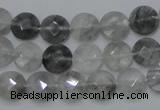 CCQ134 15.5 inches 10mm faceted coin cloudy quartz beads wholesale