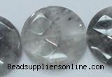 CCQ140 15.5 inches 35mm faceted coin cloudy quartz beads wholesale