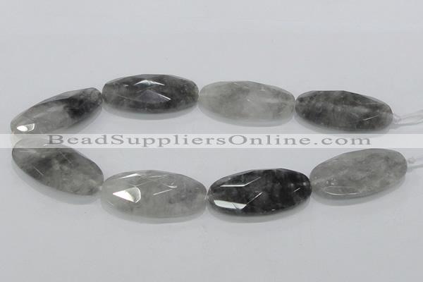 CCQ159 15.5 inches 25*50mm faceted oval cloudy quartz beads wholesale