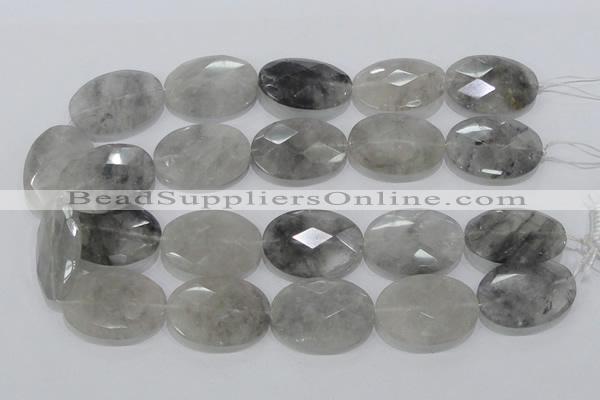 CCQ160 15.5 inches 25*35mm faceted oval cloudy quartz beads wholesale